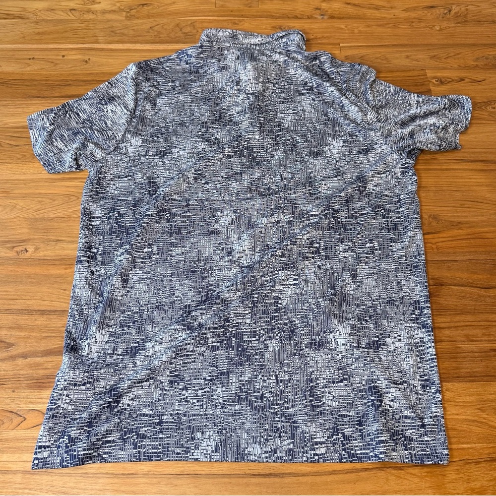 Adidas Golf Polo Men’s Large Navy Pattern Golf Polo Golfer Logo on Chest - Picture 2 of 10